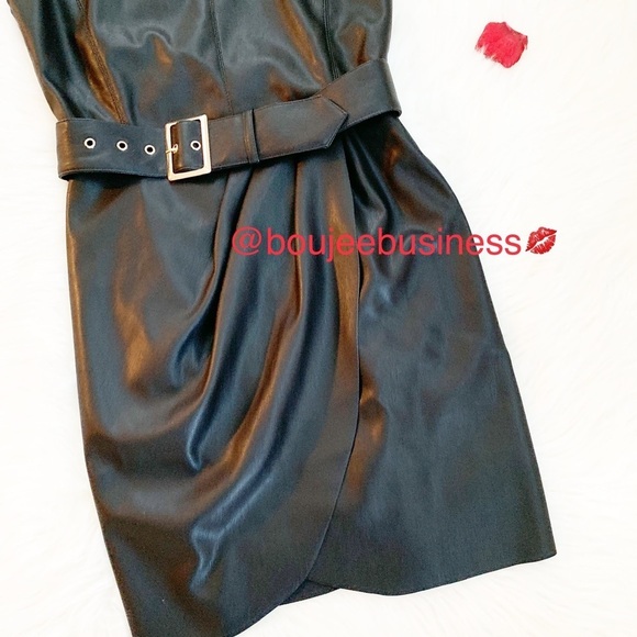 ZARA Faux Leather Mini Dress with Belt - Picture 5 of 8